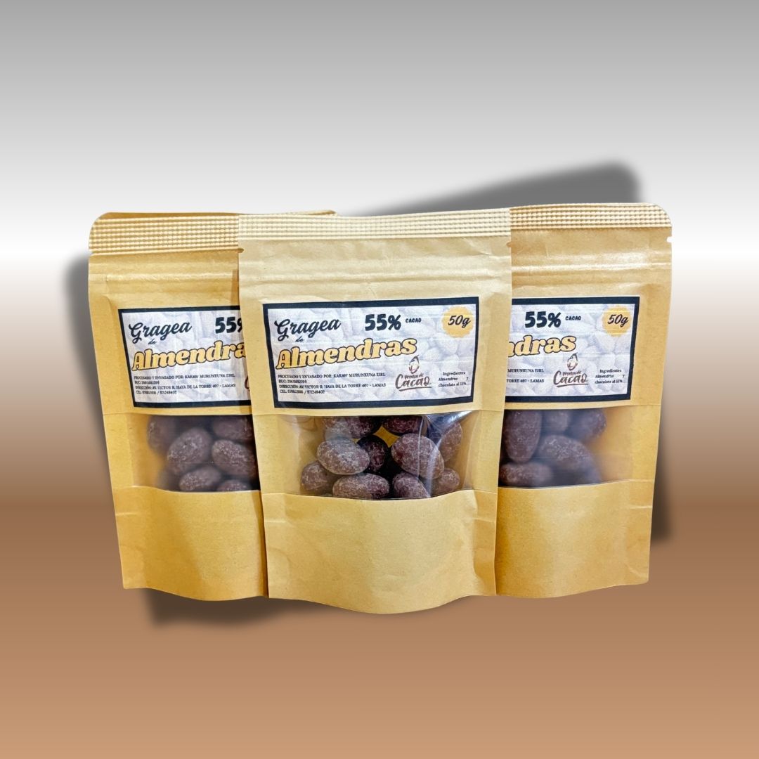 Grageas de Almendras Almendras tostadas bañadas en chocolate al 55%